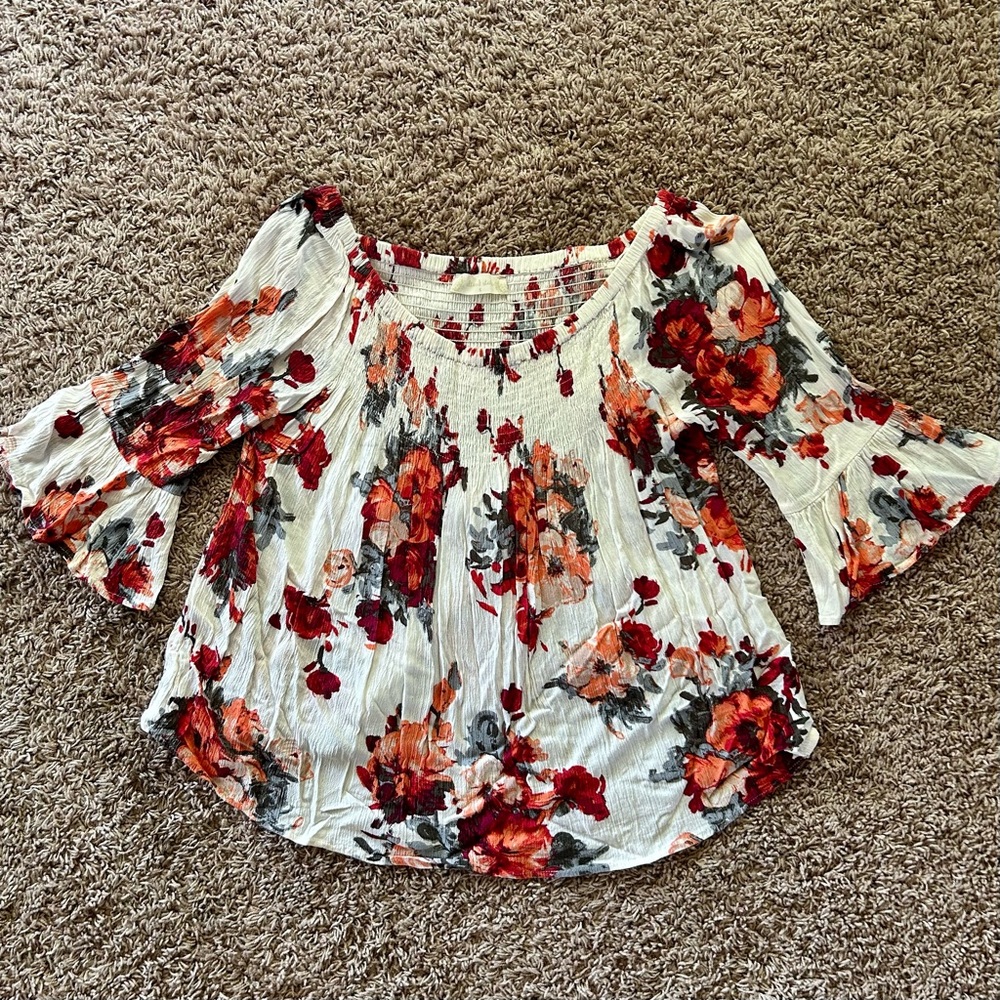 Small Cream Colored Floral Blouse